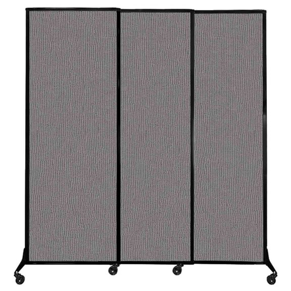 Versare QuickWall Sliding Portable Partition | Black Frame | 7' x 7'4" Slate Fabric Panels