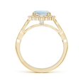 thumbnail image 2 of ANGARA Natural Cushion 1.4 ct Aquamarine Ring with Floral Halo in 14K Yellow Gold for Women (Size-7mm) | March Birthstone, Birthday, Anniversary, Jewelry Gift for Women | Natural Aquamarine Ring, 2 of 9