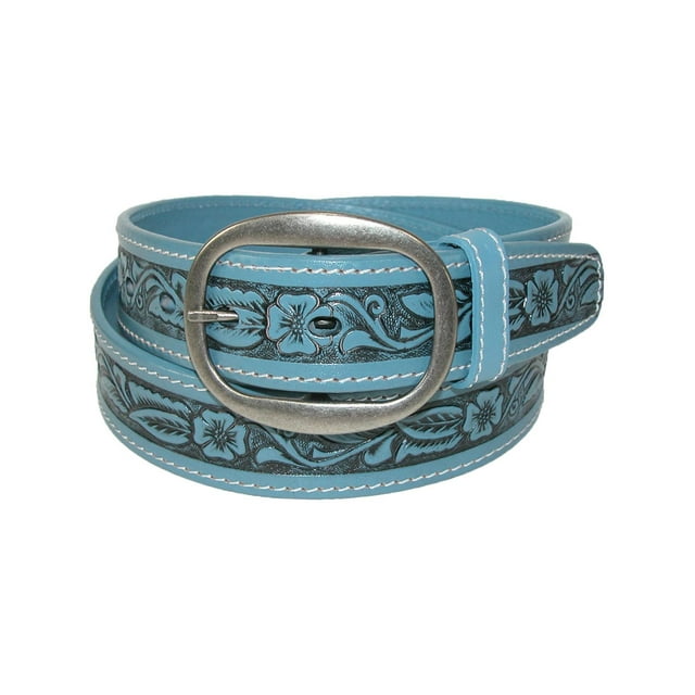 CTM® Leather Western Embossed Belt with Removable Buckle
