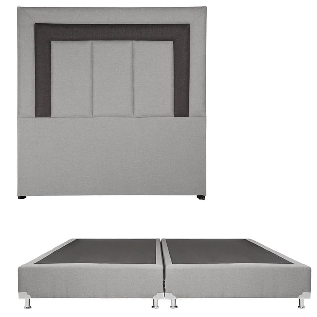 Box Base Cama King Size + Cabecera Bora Gris