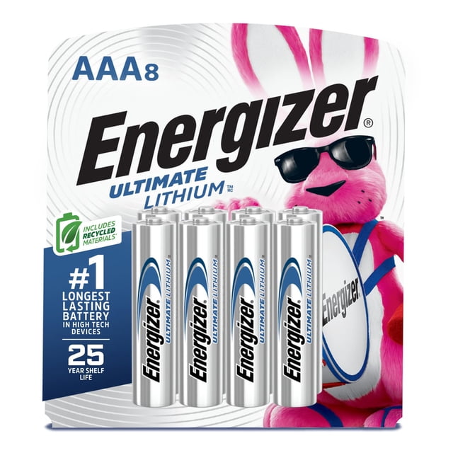 Energizer AAA Lithium Battery, Longest-lasting AAA Battery, Leak-proof Design, 20-year Power Storage, 8-count