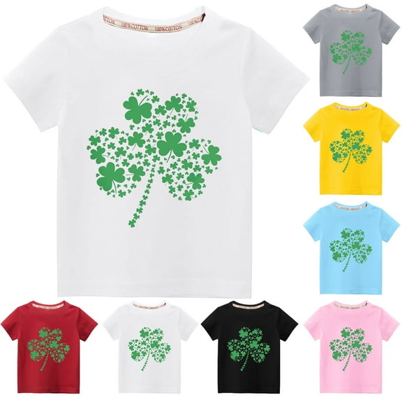 Lovzfmll Boys' St. Patrick's Day Short Sleeve Tee, Holiday Print Casual Top for Kids, Loose Fit Crew Neck for Toddler 3-4 Years