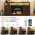 thumbnail image 4 of LED Farmhouse TV Stand for 65" 75" TVs with Power Outlets, 32" Tall Sliding Barn Door Entertainment Center with Adjustable Shelves/4 Layer Storage for Living Room, Brown, 4 of 7