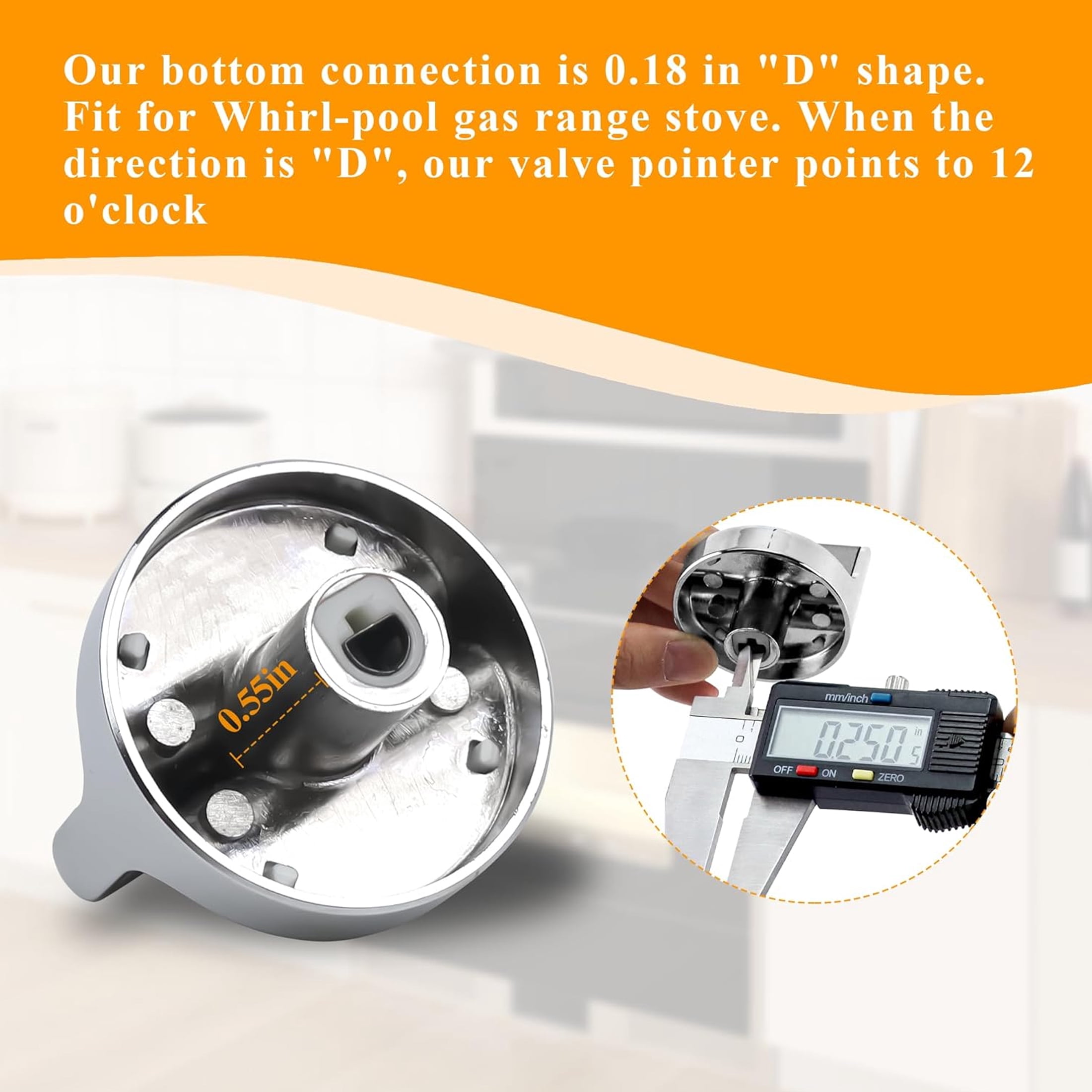 5 Pcs W10594481 Stainless Steel Cooker Stove Control Knob Compatible with Whirlpool Stoves/Ranges