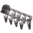 thumbnail image 1 of Wall Mounted Clothes Drying Rack with 9 Clips for Socks, Underwear & Towels - Space Saving Foldable Bathroom Organizer, 1 of 1