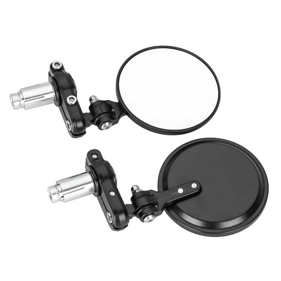LAMIRO 2Pcs Universal Motorcycle Mirrors, Handlebar Rear View Side Mirror Compatible for Bike, Scooter, ATV, UTV, Dirt Bike and More, Black
