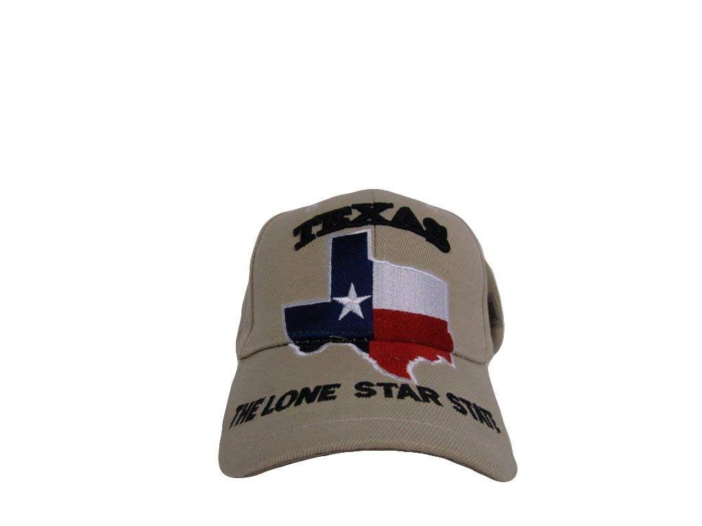 State Of Texas Lone Star Karte Flag Khaki Acryl Bestickt Kappe Hut 