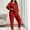 #172-Red, variant on Ounisa Women's Plus Size 2 Piece Outfits Tracksuits Solid Color Short Sleeve Top Pants Sets Fashionable Home Sweatsuit