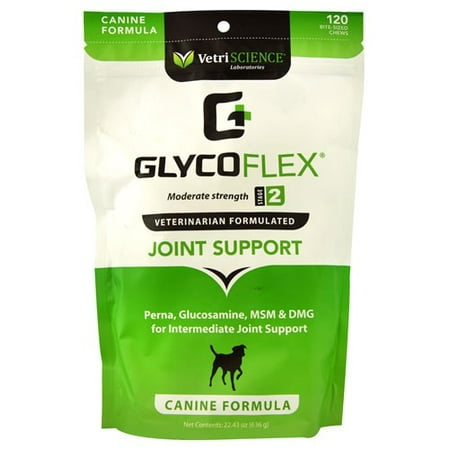VetriScience GlycoFlex Stage 2 Hip and Joint Support for Dogs, 120 Bite-Sized