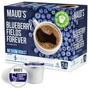 Maud's Blueberry Coffee (Blueberry Fields Forever), 24ct. Solar Energy Produced Recyclable Single Serve Flavored Blueberry Coffee Pods – 100% Arabica Coffee California Roasted, KCup Compatible