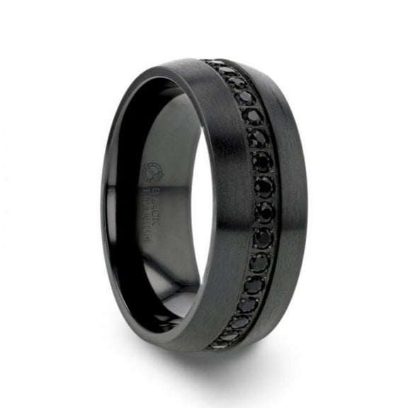 TALON Black Titanium Ring with Black Sapphires - 6mm - Size 4