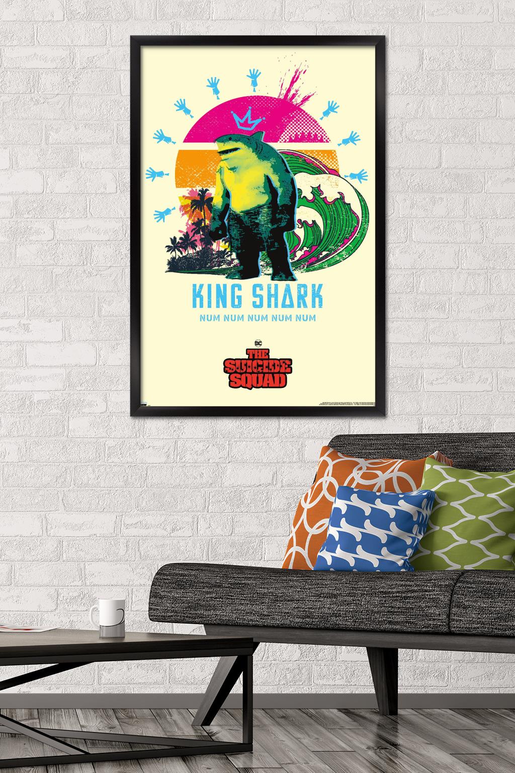 DC Comics Movie The Suicide Squad - King Shark Wall Poster, 22.375" x 34", Framed