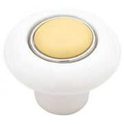 White Ceramic Knob w/ Butter Yellow Insert