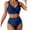 Blue, variant on Bzhegqhd Swimsuit Women Two Piece,Women's Solid Color Conservative Split Pleated Swimsuit Set,Tummy Control Swimsuits for Women