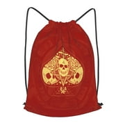 XMXT Waterproof Gym Bag, Ace Mystery Skull Red Print Drawstring Backpack for Men, s Red