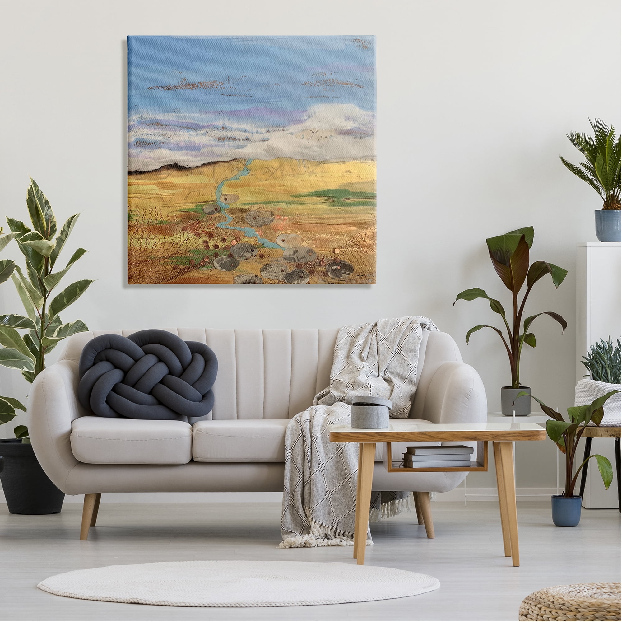Stupell Industries Vast Grassland Stream Collage Puffy Cloud Sky Painting Gallery Wrapped Canvas Print Wall Art, Design by Stacy Gresell