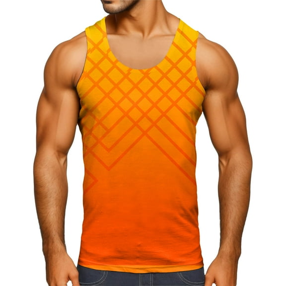 Sngxgn Men's Sleeveless Workout Swim Shirt Running Gym Tank Top Big and Tall(Orange,XL)