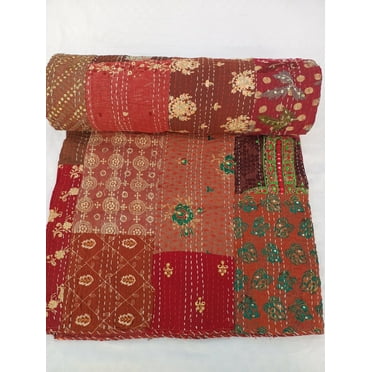 Patchwork Quilt Kantha Quilt Handmade Vintage Quilts Assorted Bedding Throw Blanket Bedspread Quilting Mixed Hippie Quilts AandETextileHouse