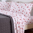thumbnail image 2 of ZACOO Cotton Flannel Christmas Bed Sheets Queen, Printed Sheet Set, 1 Flat Sheet 1 Fitted Sheet 2 Pillowcase, Winter Warm Sheets 4 Piece, Red Snowflake and Tree, 2 of 7