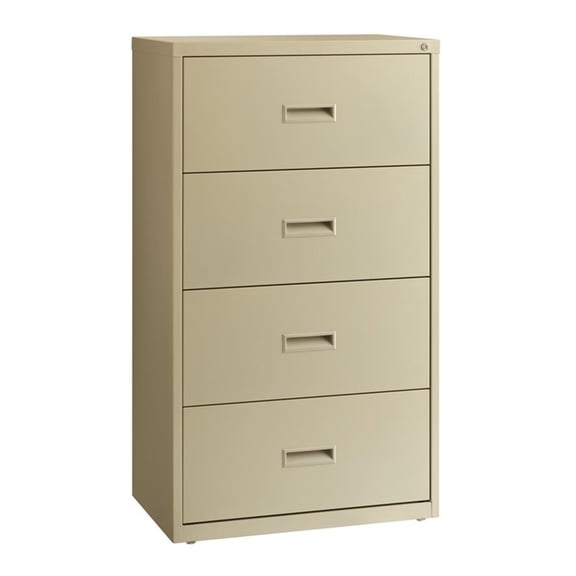 Scranton & Co 30" 4-Drawer Modern Metal Lateral Filing Cabinet in Beige/Putty
