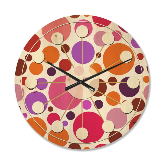 Designart 'Abstract Geometric Circular Retro Pattern II' Mid-Century Modern Wood Wall Clock
