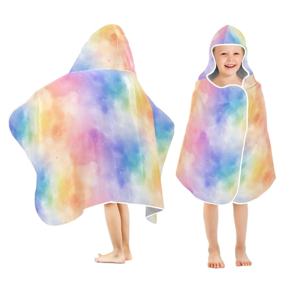 joogoo Rainbow Tie Dye-a2 Kids Hooded Beach Towel Baby Bath Towel 23.5"x50"