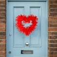 thumbnail image 5 of JeashCHAT Valentine's Day Wreath, 10.6" Heart Shaped Red Feather Wreath for Front Door Valentines Door Wreath for Indoor Outdoor Home Wedding Anniversary Party Decorations, 5 of 6