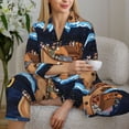 thumbnail image 6 of Lsque Ocean Scene with Noah's Ark Pattern Long Sleeve Pajama Set for Women - Soft 2-Piece Sleepwear and Loungewear Set with Pockets, Comfy Nightwear-Medium, 6 of 7