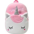 thumbnail image 1 of Mochila para niñas, linda mochila escolar para niños pequeños, mini mochila suave de felpa con animales en 3D para guardería, para bebés, unicornio, 1 of 1