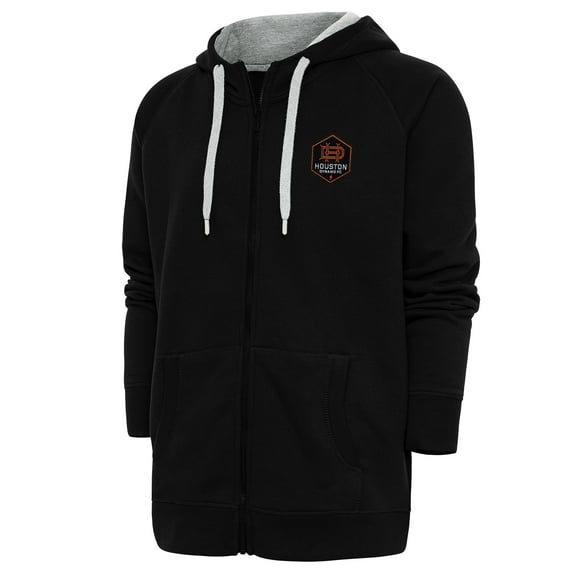 Men's Antigua Black Houston Dynamo FC Logo Victory Full-Zip Hoodie