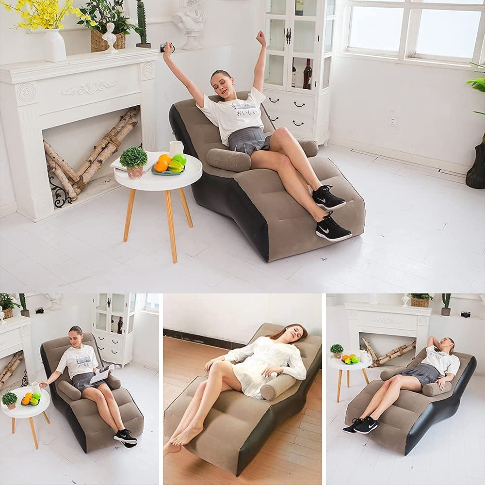 Wallfire Inflatable Deck Chair with Air Pump, Foldable Lounge Chair for Bedroom and Living Room, Indoor Sofa Lounge with Handrails, Living Room, Bedroom, Office,Travel, Camping