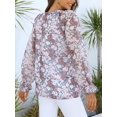 thumbnail image 2 of Siliteelon Womens Boho Floral Casual Shirts V Neck Ruffle Long Sleeve Blouses Chiffon Tops, 2 of 5