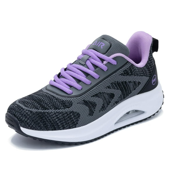 Zapatos para caminar MEHOTO Orthotic Sneakers para mujer, gris y morado 11