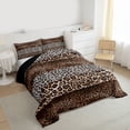 thumbnail image 3 of Castle Fairy Brown Leopard Print Twin Comforter Sets,Animal Print Patchwork Bedding Set, 3 of 8