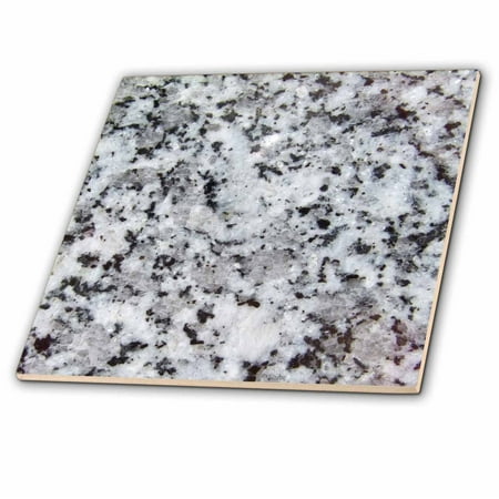 3dRose Print of grey granite rock texture photo graphic, gray black crystals polished igneous stone geology - Ceramic Tile, 12-inch