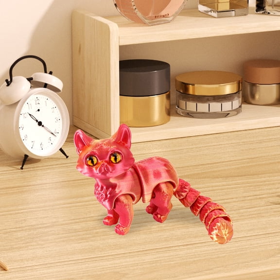 Clearance Desktop Ornament under $5,3D Printed Cat Articulated Toys For Adult 3D Print Animals Toys Decor For Stress Cute Cat Desktop Pet