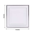 thumbnail image 3 of Efavormart 20 Pack - 10" Silver Trim White Square Plastic Disposable Dinner Plates, 3 of 11