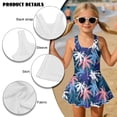 thumbnail image 4 of FOR U DESIGNS Girls' Sleeveless One-Piece Swimsuit Comfortable Hawaiian Swimwear with Skirt Bathing Suit for Kids, Palm Tree, 4 of 7