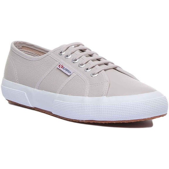 Superga 2750 EFGLU Men's Lace Up Leather Sneakers In Grey Size 8