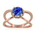 thumbnail image 1 of 0.85 Carat 6MM Round Created Tanzanite And Diamond Ring In 10K Solid Rose, White & Yellow Gold, 1 of 1