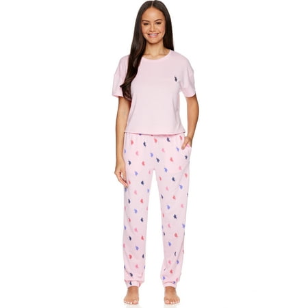 

U.S. Polo Assn. Women s and Women s Plus Short Sleeve Sleep Top and Jogger Pant Set 2pc. Sizes XS-3X