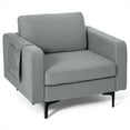 thumbnail image 1 of Costway Fauteuil Moderne en Tissu de Lin avec Poche de Rangement Latérale Gris Foncé, 1 of 9