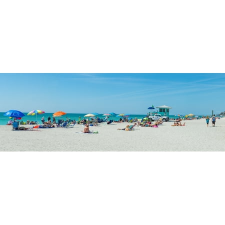 People on the beach Venice Beach Gulf Of Mexico Venice Florida USA Canvas Art - Panoramic Images (27 x