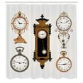 thumbnail image 3 of Ambesonne Vintage Shower Curtain, Antique Clocks Pattern, 69"Wx75"L, Umber and Beige, 3 of 5