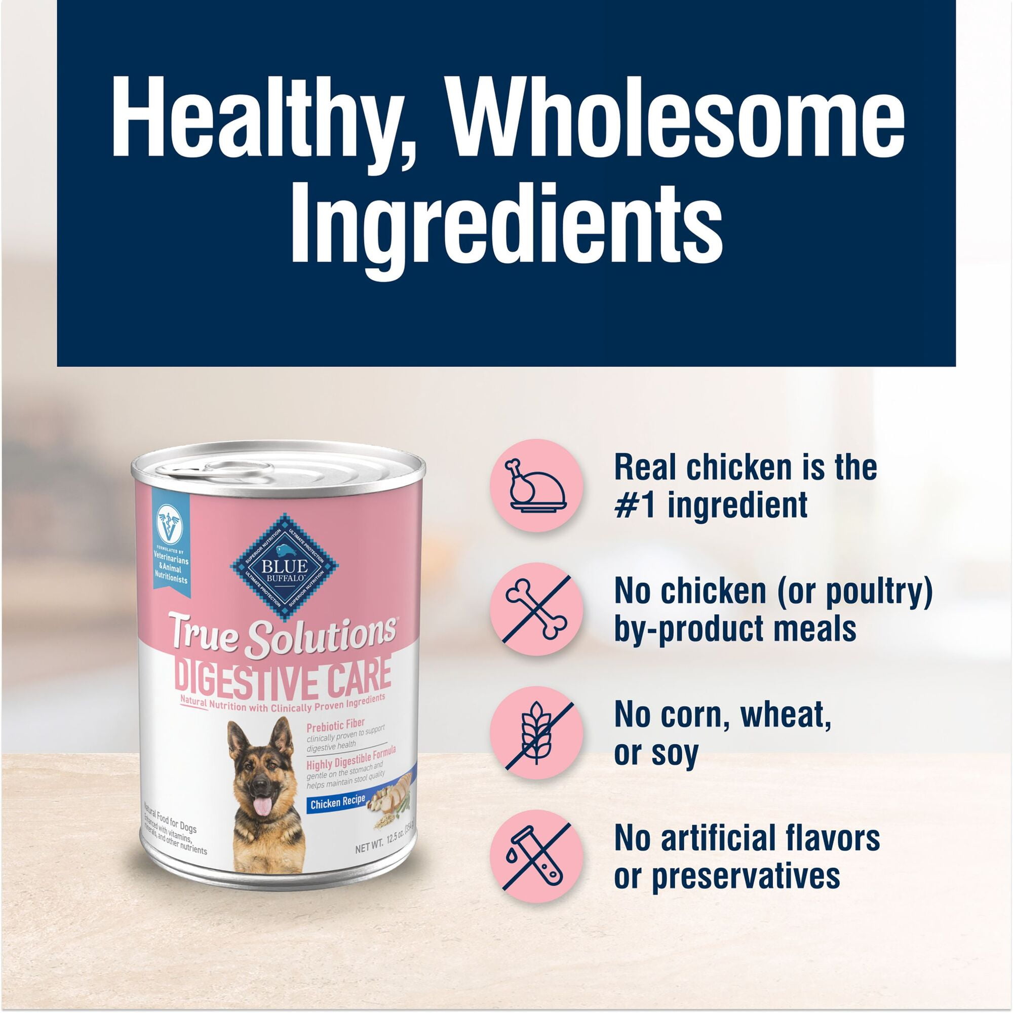 (12 pack) Blue Buffalo True Solutions Digestive Care Wet Dog Food, 12.5-oz. Can