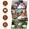 thumbnail image 7 of Navy Blue Snowman Christmas Round Tablecloth, Fitted Table Cover with Elastic for 55"-60" Round Tables, Xmas Snowflake Birds Berry Winter Table Cloth Outdoor Dinning Party Waterproof Tablecloths, 7 of 7