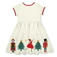 thumbnail image 2 of Millie Loves Lily Girls' Off-White Nutcracker Border Print Dress, Short Sleeve, Size 4T, 2 of 6