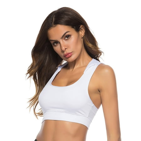 

HHei_K Women s Hooded Sports Vest Running Quick Drying Yoga Shockproof Bra Top