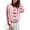 Pink, variant on Women's Frog Button Stand Collar Zip-Up Striped Cropped Track Jacket Red L