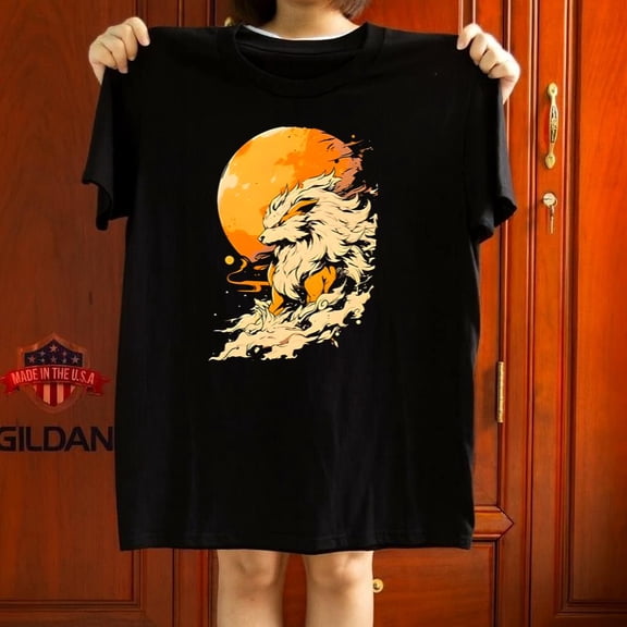 Tee Shirt Adults Poleras Hombre Anime Arcanine Y Luna Pokmon Graphic Tee,for unisex up to 5XL